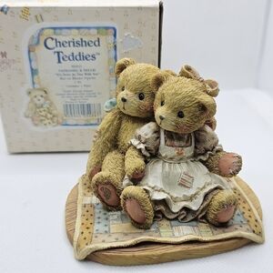 New  CHERISHED TEDDIES NATHANIEL NELLIE Twice Nice SIGNED Blanket bear boy girl
